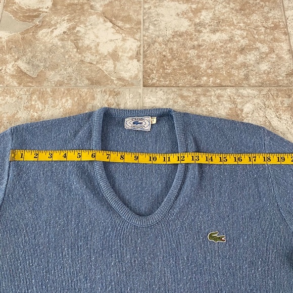 Vintage Men's Izod Lacoste Navy Blue V-Neck Pullover Sweater Made in USA Large - Picture 7 of 9